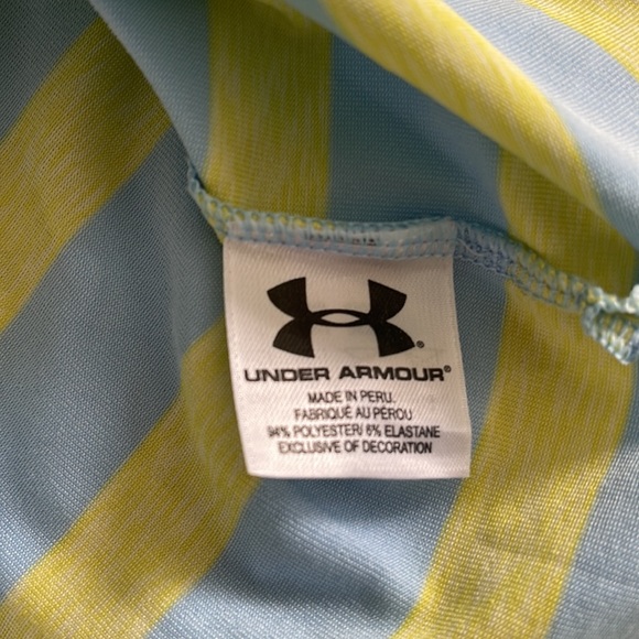 Youth Under Armour HeatGear Blue and Yellow Striped Golf Shirt-Y Large - Picture 8 of 9